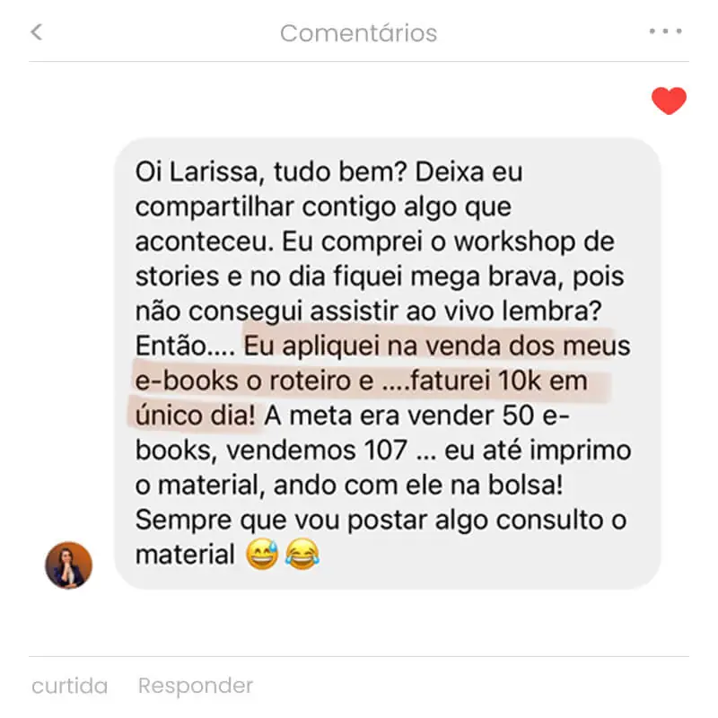 Depoimento aluna Postar pra Vender